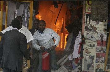 Dozens were hurt in a bomb blast at small clothing shops downtown Nairobi