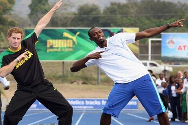 Britain\'s Prince Harry beats world\'s fastest man Usain Bolt in a 20m sprit in Jamaica Britain\'s Prince Harry beats world\'s fastest man Usain Bolt in a 20m sprit in Jamaica