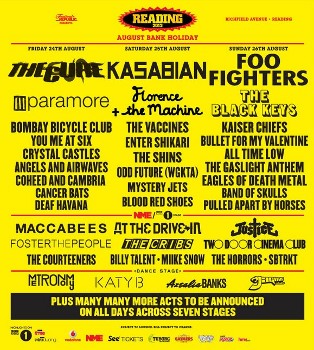 The Cure, Kasabian, Foo Fighters announced as headliners for 2012 Reading and Leeds Festivals